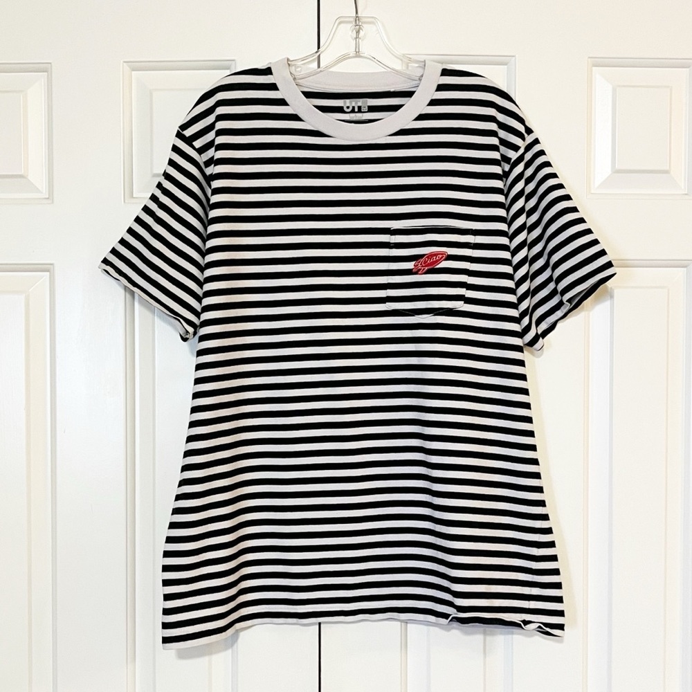 Uniqlo + Ceizer Striped Navy Blue and White T-Shirt